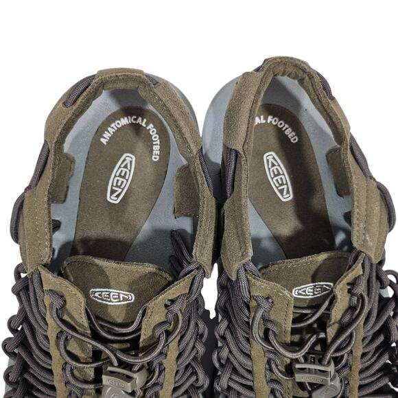 KEEN Womens Green Uneek Dark Olive Leather Sandals - Picture 5 of 7